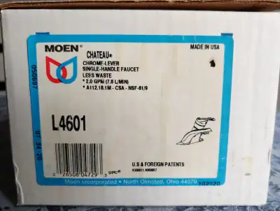 New, never installed beautiful Moen L4601 Chateau Chrome One-Handle Low Arc Bathroom Faucet. Retails...