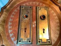 Two Antique/Vintage Brass Door Knob Covers/Plates 