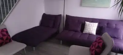 Set of 2 elegant futons, used a few years, bought from Structube. Dark violet color The first one -...