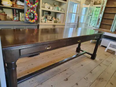 Counter height solid wood table with drawers , View more