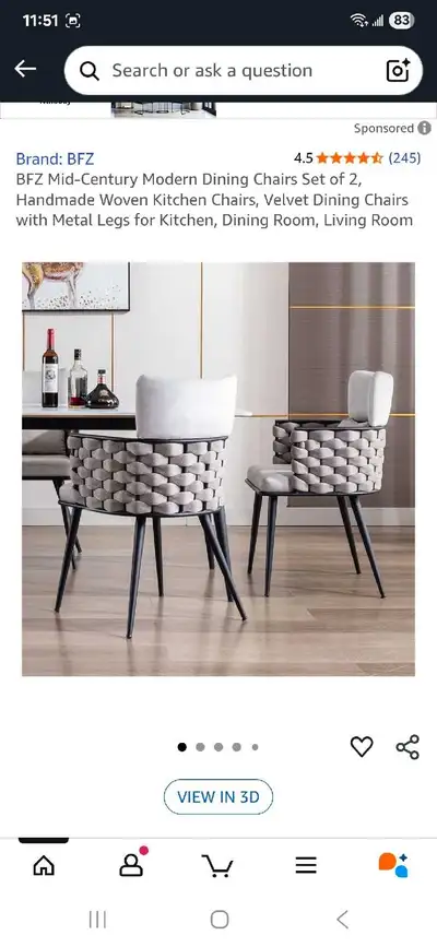 BFZ Mid-Century Modern Dining Chairs Set of 2, View more