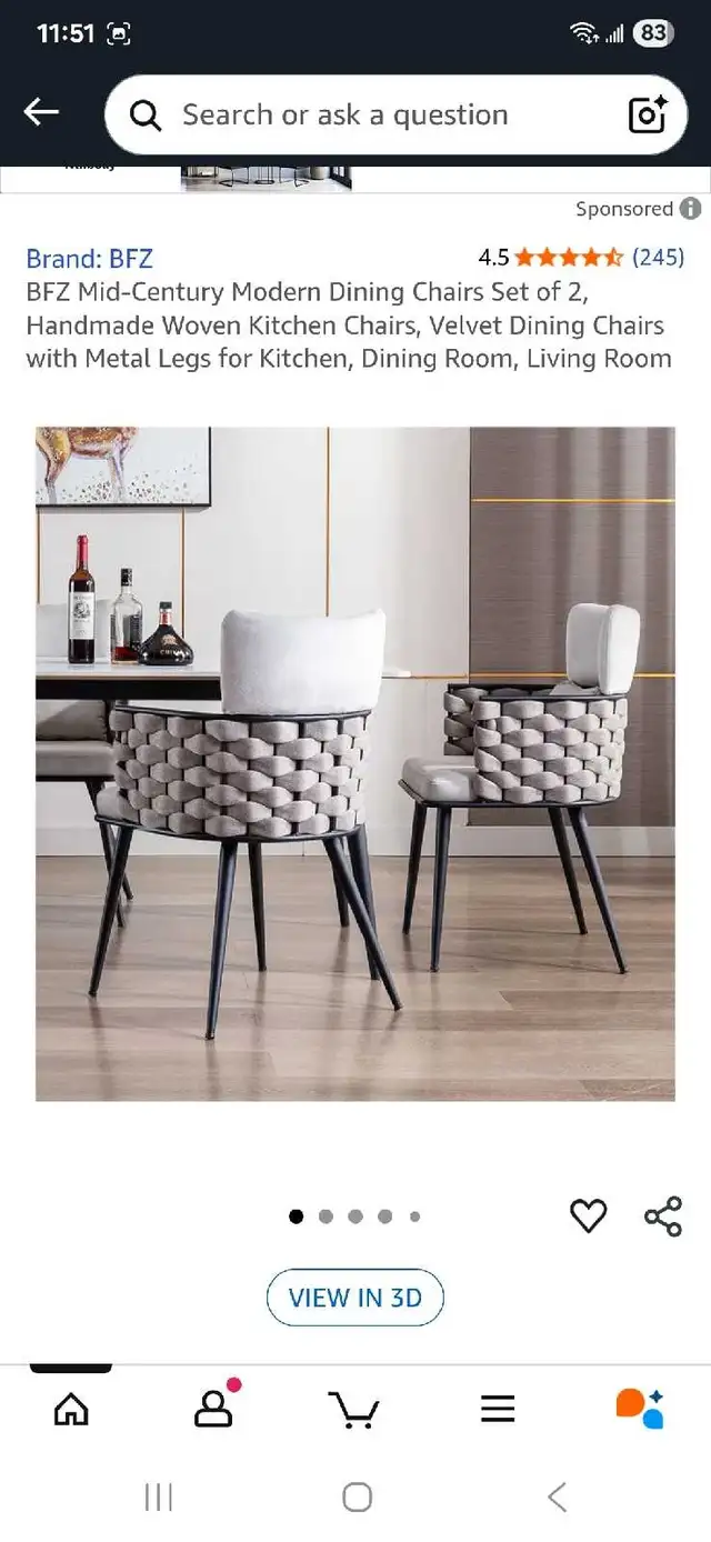 BFZ Mid-Century Modern Dining Chairs Set of 2 in Dining Tables & Sets in Hamilton - Image 2