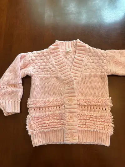 Size 4T Girl’s Baby Gap soft pink button up knitted sweater, View more