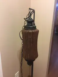Vintage Amber Plug in Hanging Lamp