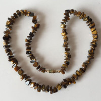 Genuine tiger eye chips, yellow citrine small round beads chain