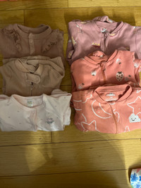 6x Organic Cotton Pyjamas 0-3 months