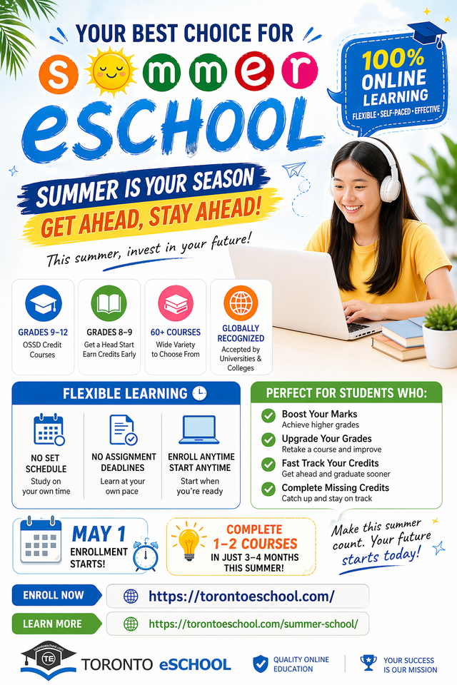 Your 2026 eSummer School – OSSD Credits Program504471734348697600