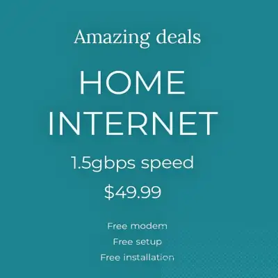 ✓ Home Internet ✓ Unlimited internet ✓ Free modem ✓ No Activation Fee ✓ High Speed ✓ No hidden charg...