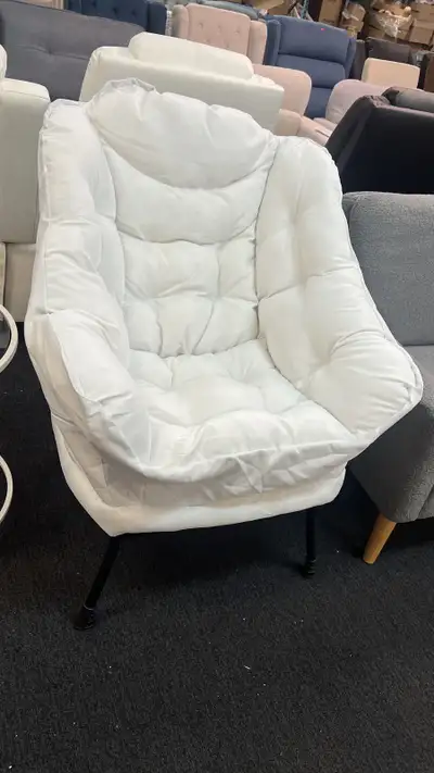 Modern Accent Chair, Armchair with Side Pockets and Solid Steel , View more