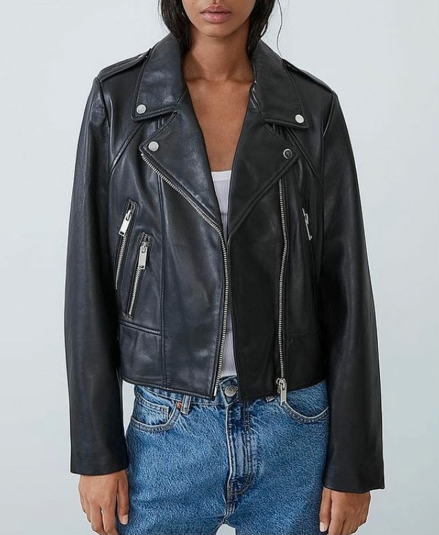 Zara 100% cuir real leather manteau biker coat jacket blazer top dans Femmes - Hauts et vêtements d'extérieur  à Ville de Montréal