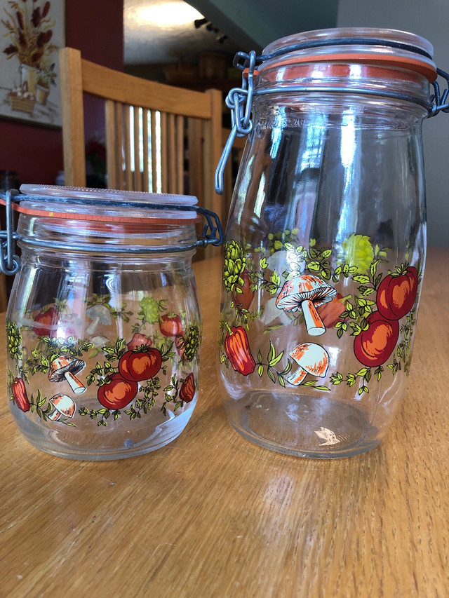 Vintage Set of 2 Glass Mushroom Jar Canisters  in Kitchen & Dining Wares in Kitchener / Waterloo