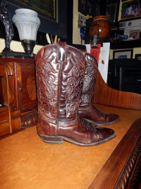 LADIES BROWN LEATHER COWGIRL BOOTS