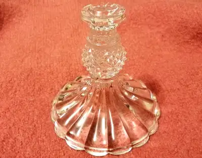 CRYSTAL GLASS CANDLE STICK DIAMOND CUT  NEW, View more
