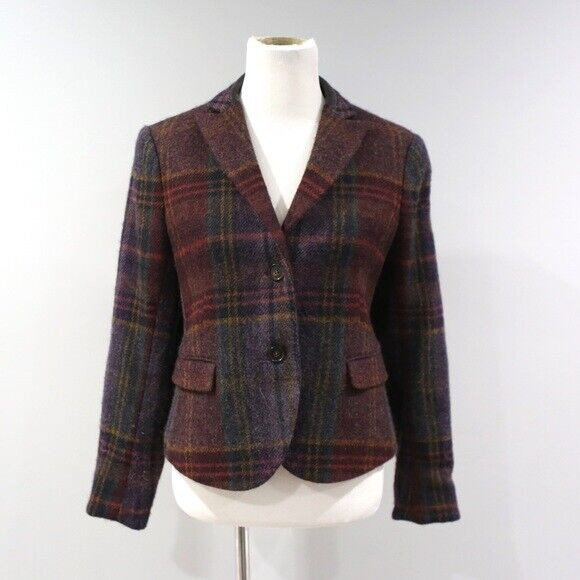 Theory Blazer Womens 4 Wool Alpaca Plaid Leather in Women's - Tops & Outerwear in Markham / York Region