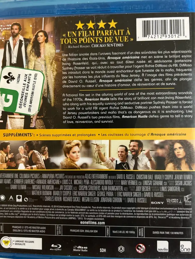 american hustle Blu-ray bil 6$ in CDs, DVDs & Blu-ray in Lévis - Image 3