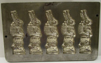 VINTAGE 5 STANDING BUNNIES CHOCOLATE MOULD TRAY FOR USE/ DISPLAY