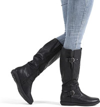 NEW 7W Black DREAM PAIRS Women's Fur-Lined Knee High Winter Boot