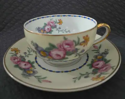 B & C Limoges Tea Cup & Saucer "Springtime", View more