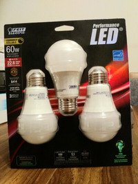 New Feit electric performance L.E.D. DIMMABLE. 9.5W 3pk per bulb