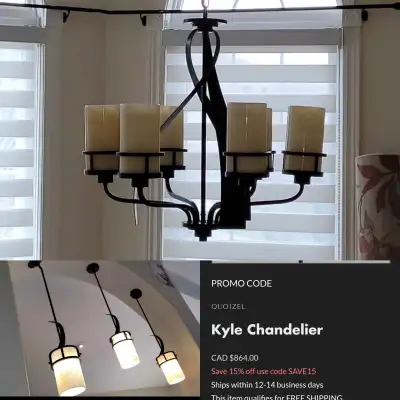 6-Light Chandelier + 3 Matching Marble Pendant Lights, View more