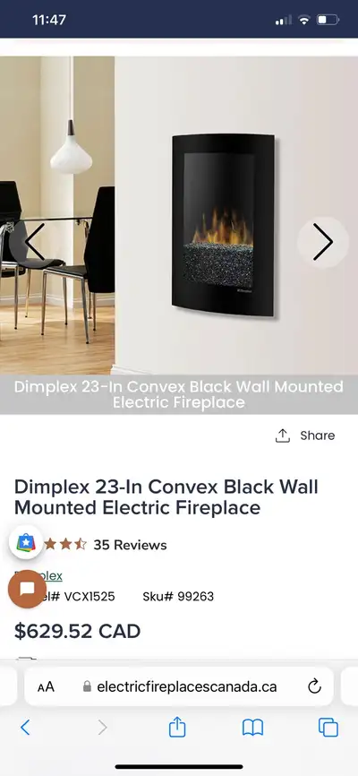 In excellent condition. Barely used. See pictures. Comes with remote control . The Dimplex 23" Conve...