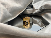18K Yellow Gold 13.9GM w/ Cubic's Black Onyx Panther Ring $1,125