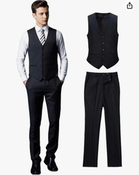 2 Pieces Dress Suit Vest + Pants Set Slim Fit XL -  XXL