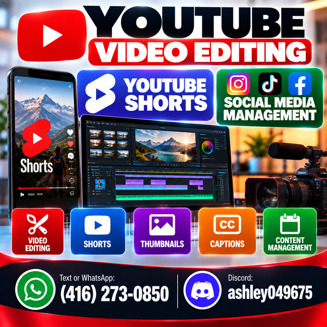 YOUTUBE VIDEO EDITING, YOUTUBE SHORTS, SOCIAL MEDIA MANAGEMENT