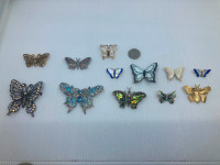 12 broches vintage papillons émail