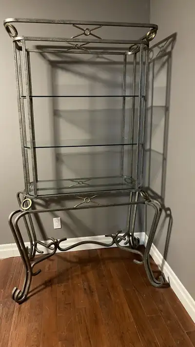 metal and glass shelving unit , View more