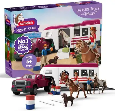 Factory Sealed. Schleich Horse Club - 119 PC Lakeside Truck and Trailer Playset with 2 Horse Figurin...