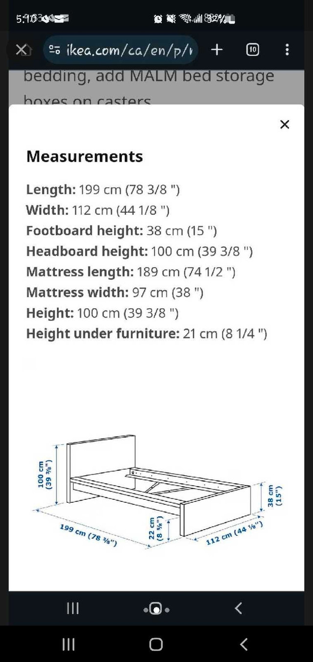 Ikea malm twin bedframe with viscologic serenity mattress in Beds & Mattresses in Mississauga / Peel Region - Image 2