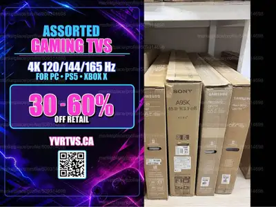 Assorted Smart Gaming TVs - LG , Sony and Samsung QLED, Oleds, View more