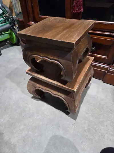 Rustic Wooden Carved Mini Stool Stands, View more