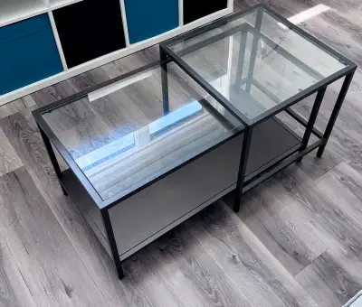 Chic Nesting Tables Set of 2 with Glasstops, View more