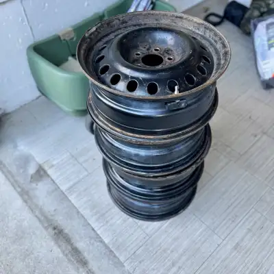 Four black 17 Inch Steel Rims for Sale with tpms sensors. x42755 rims 17x61/2 5-41/2. Rims were used...