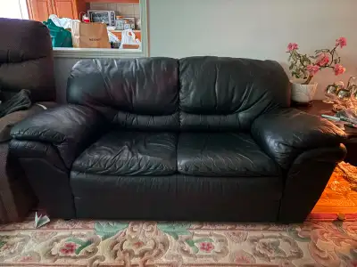 Black leather couches, 2 and 3 seaters, View more