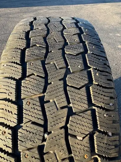Only used 1 winter on a Toyota Tacoma. Size 265 70 16, studded, no rims. Price is for all 4 tires.