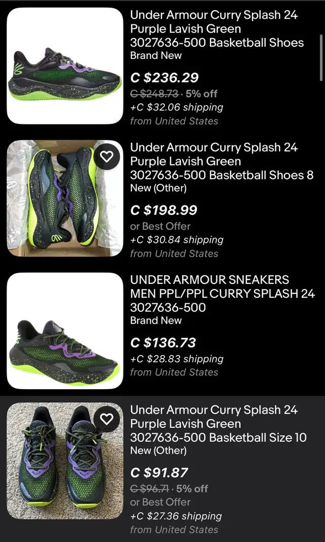 Under Armour Curry Splash 24 Size 10.5 Purple Green 3027636-500 in Men's Shoes in Kitchener / Waterloo - Image 7