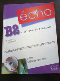 French B2 textbook and notebook 