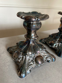 Wm Rogers Silver Plated Lead Candle Holders 