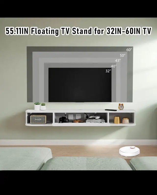 Floating TV Shelf, 55'' Wall Mounted TV Cabinet, Floating Shelve in Bookcases & Shelving Units in Hamilton - Image 5