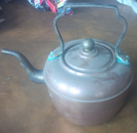 Copper Kettle Tea/Coffee Pot, Decor Only, Leaks at Handle Base