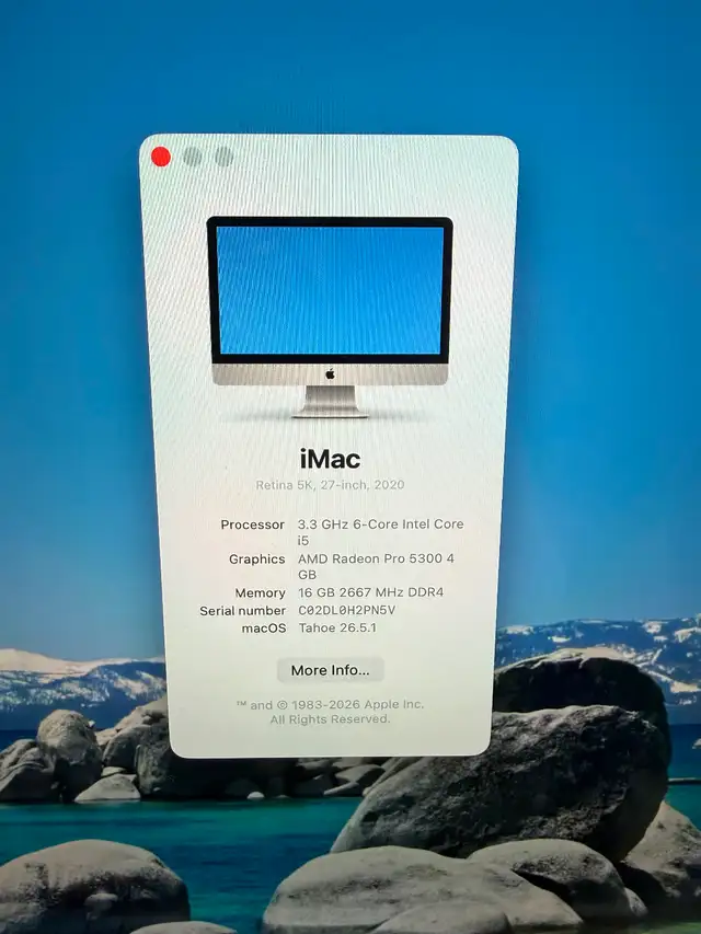 Apple iMac 27” Retina 5K 2020 A2115 Core i5 3.3GHz 16G 512GB SSD in Desktop Computers in City of Montréal - Image 4