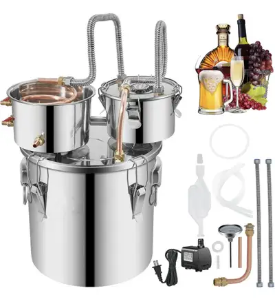 Sufficient Capacity: This alcohol still provides you with a fermentation capacity of 8 gallons. Boil...