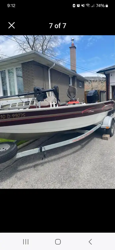 Prince Craft 167 Pro. Mercury 90 Hp 2 stroke oil injected. Matching Galvanized Price Craft Trailer(...