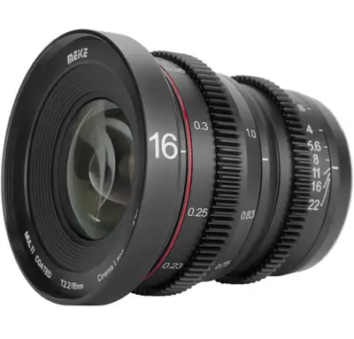 Brand new MEKE 16mm T2.2 Large Aperture Manual Focus Prime Low Distortion 4K Mini Cine Lens for Micr...