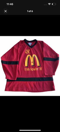 Mcdonalds Hockey Jersey Mens Med Fits Like XXL Kobe Shirt
