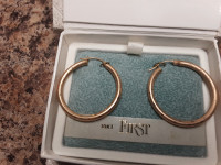 SOLID 10K PURE YELLOW GOLD HOOPS DIAMOND CUT 