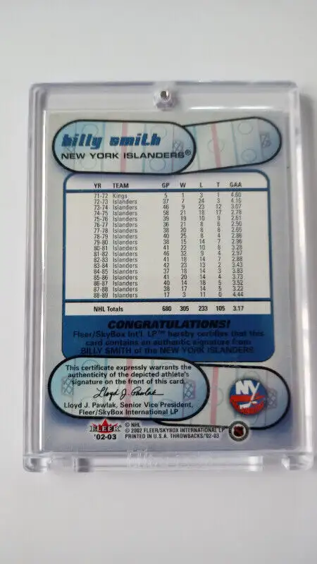 2002-03 Fleer Throwbacks Autograph Billy Smith Islanders Signed63234884877953121